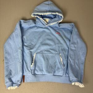 Ampersand Avenue XXXL Blue Lace Trim Pullover Hoodie Fleece Lined Oversized